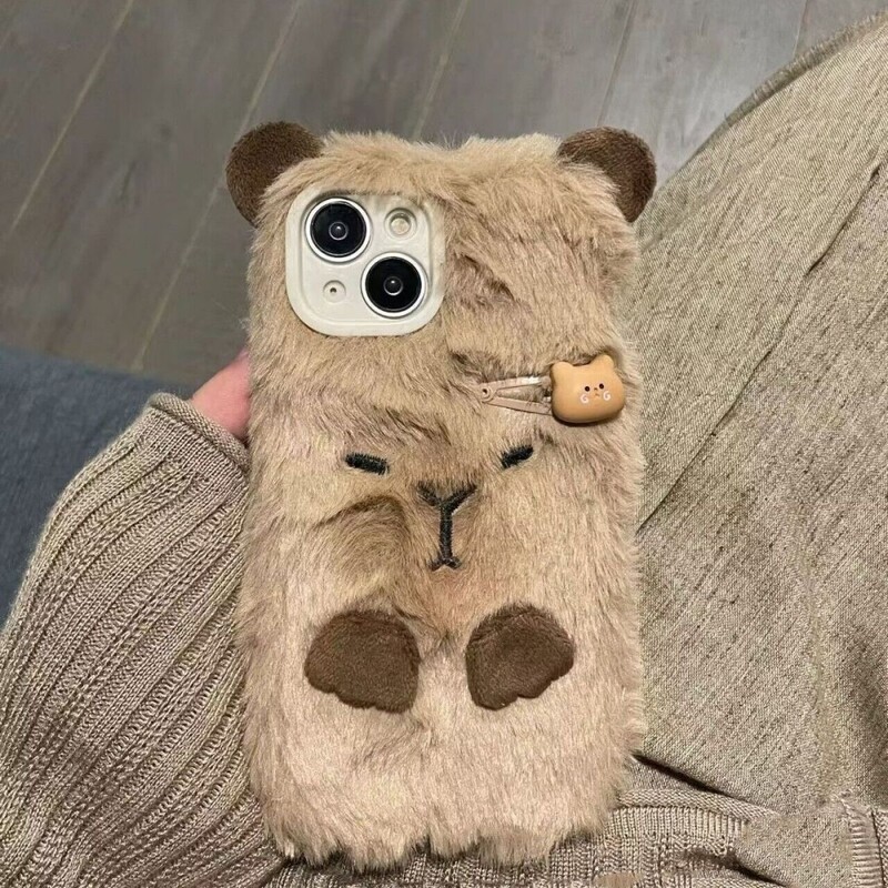 Προστασία θήκης τηλεφώνου Luxury Capybara Fluffy Fur για iPhone 16 15 13 12 11 14 Pro Max XS XR 7 8 Plus X SE Lovely Plush Coque