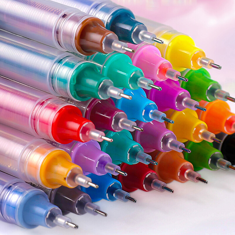 Ravna tekuća gel olovka u 10 boja Brzosušeća šarena gel olovka velikog kapaciteta 0,5 mm roleri Školski uredski pribor