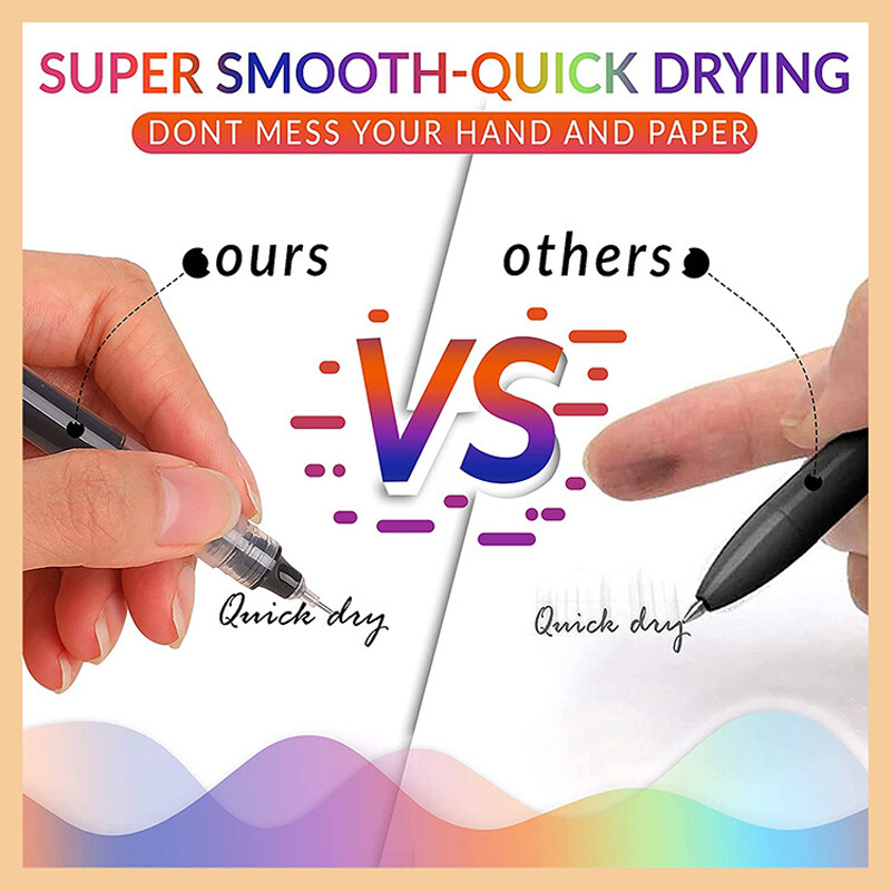 Ravna tekuća gel olovka u 10 boja Brzosušeća šarena gel olovka velikog kapaciteta 0,5 mm roleri Školski uredski pribor