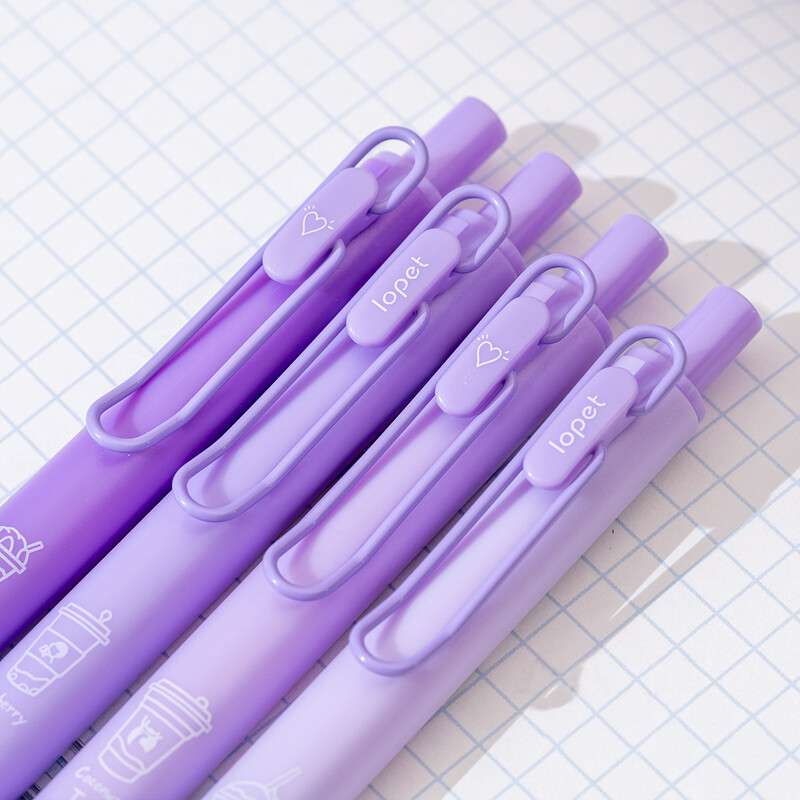 4 KOM/PAKIRANJE Ljubičasta serija 0,5 mm gel olovka za studente Mekana olovka za pisanje crna dopunska olovka Uredski školski pribor Novo