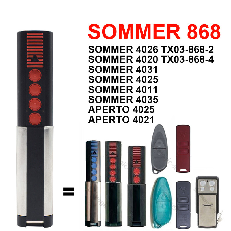 SOMMER 868MHz Rolling Code garažni daljinski upravljač APERTO 4025 TX02-868-2, 4020 TX-03-868-4,4035,4021,4026 TX03-868-2 Otvarač vrata