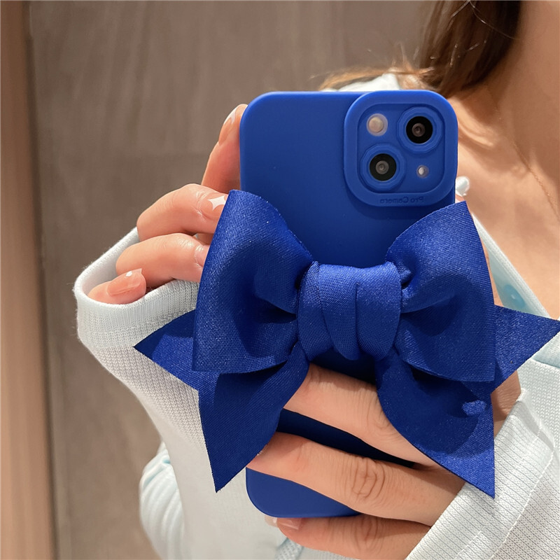 Luksuzna slatka 3D mašna mat silikonska maska za telefon za iPhone 14 12 13 Pro Max 11 X XR 7 8 Plus Se3 MiNi zaštitna mekana maska za kameru