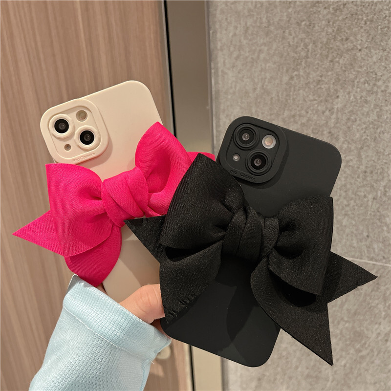 Luksuzna slatka 3D mašna mat silikonska maska za telefon za iPhone 14 12 13 Pro Max 11 X XR 7 8 Plus Se3 MiNi zaštitna mekana maska za kameru