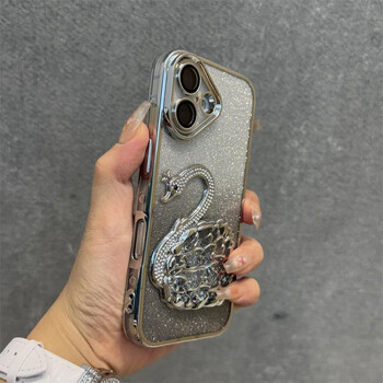 Θήκη τηλεφώνου Glitter Diamond Quicksand Swan για iPhone 16 ProMax 12 13 14 15 Pro Max Plus 11 16 Κάλυμμα με κορδόνι καρπού με κλίση