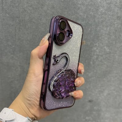 Glitter Diamond Quicksand Swan telefonska torbica za iPhone 16 ProMax 12 13 14 15 Pro Max Plus 11 16 remen za ručni zglob Gradient Cover