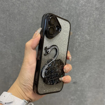 Glitter Diamond Quicksand Swan telefonska torbica za iPhone 16 ProMax 12 13 14 15 Pro Max Plus 11 16 remen za ručni zglob Gradient Cover