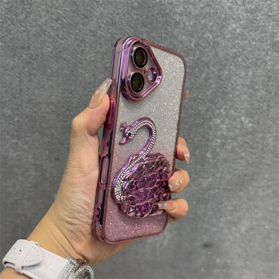 Glitter Diamond Quicksand Swan telefonska torbica za iPhone 16 ProMax 12 13 14 15 Pro Max Plus 11 16 remen za ručni zglob Gradient Cover