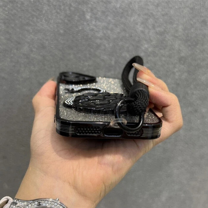 Glitter Diamond Quicksand Swan telefonska torbica za iPhone 16 ProMax 12 13 14 15 Pro Max Plus 11 16 remen za ručni zglob Gradient Cover