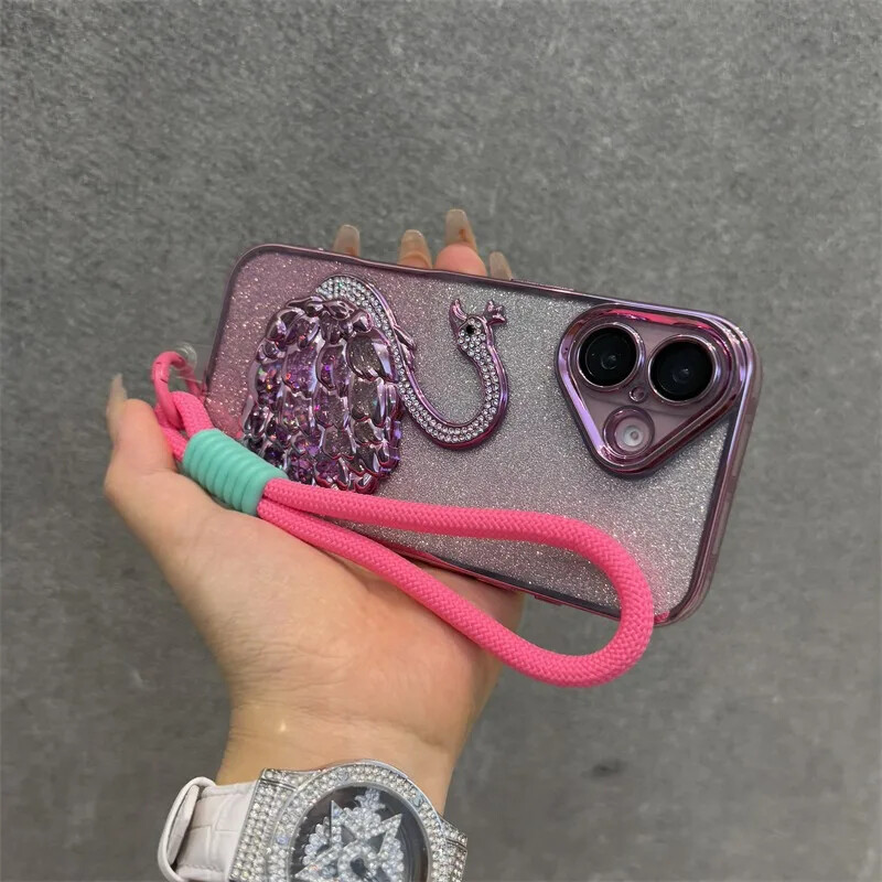 Glitter Diamond Quicksand Swan telefonska torbica za iPhone 16 ProMax 12 13 14 15 Pro Max Plus 11 16 remen za ručni zglob Gradient Cover