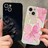 Πολυτελής θήκη τηλεφώνου Black Lotus Flower για iPhone 16 15 14 Pro Max 13 12 11 XS XR 7 8 Plus 13 Mini ανθεκτικό στους κραδασμούς κάλυμμα σιλικόνης