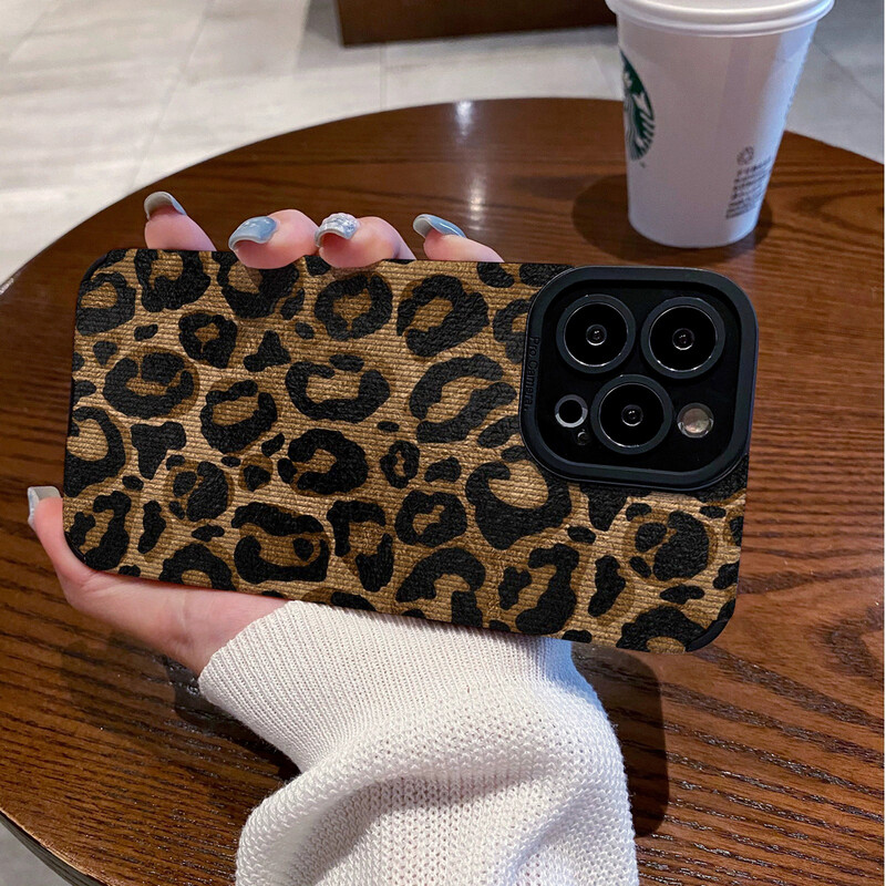 Fashion Gold Leopard δερμάτινη θήκη σιλικόνης για iPhone 15 14 Pro Max 11 13 12 Mini SE 7 8 16 Plus X XR XS Μαλακό κάλυμμα αντικραδασμικό