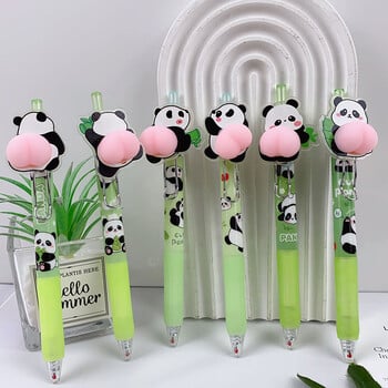 2 τεμ. Cartoon Panda Gel στυλό Kawaii Soft Butt 0,5mm ουδέτερο στυλό για τη γραφή Κορεατικών γραφικών μαθητών Σχολικών προμηθειών