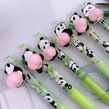 2 τεμ. Cartoon Panda Gel στυλό Kawaii Soft Butt 0,5mm ουδέτερο στυλό για τη γραφή Κορεατικών γραφικών μαθητών Σχολικών προμηθειών