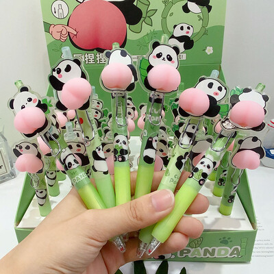 2db Cartoon Panda zselés toll Kawaii Soft Butt 0,5 mm-es semleges toll koreai írószer Diákok irodai iskolai kellékei íráshoz