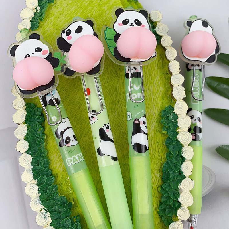 2 komada Gel olovke s crtanim pandama Kawaii Soft Butt 0,5 mm Neutralne olovke za pisanje Korejski pribor za pisanje Studenti Uredski školski pribor