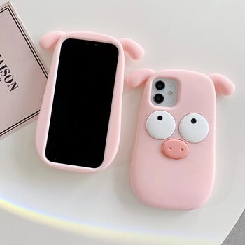 3D Pink Stupid Pig Κατάλληλο για iPhone 6 7 8 Xsmax 11 12 13 14 15 Pro Max Θήκη τηλεφώνου Μαλακή θήκη Anti Drop