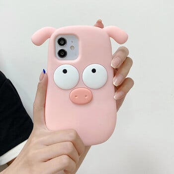 3D Pink Stupid Pig Κατάλληλο για iPhone 6 7 8 Xsmax 11 12 13 14 15 Pro Max Θήκη τηλεφώνου Μαλακή θήκη Anti Drop