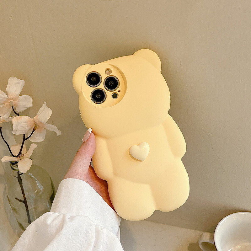 Husă elegantă din silicon pentru telefon Stereo Bear Husă de protecție anti-cădere pentru telefon inteligent