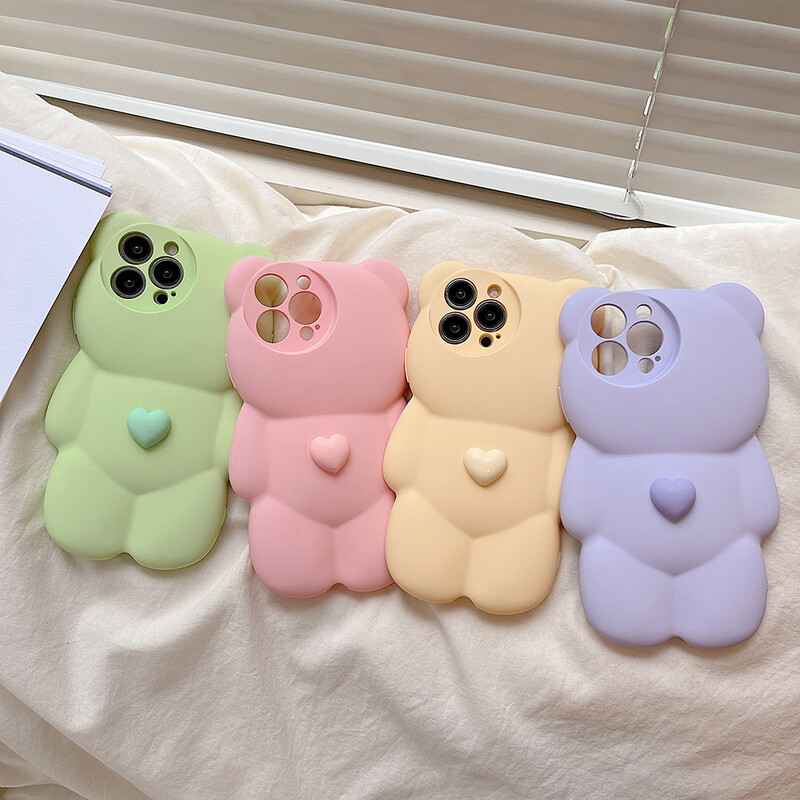 Husă elegantă din silicon pentru telefon Stereo Bear Husă de protecție anti-cădere pentru telefon inteligent