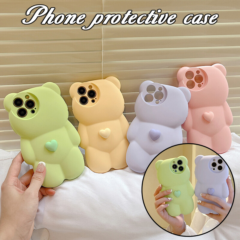 Husă elegantă din silicon pentru telefon Stereo Bear Husă de protecție anti-cădere pentru telefon inteligent