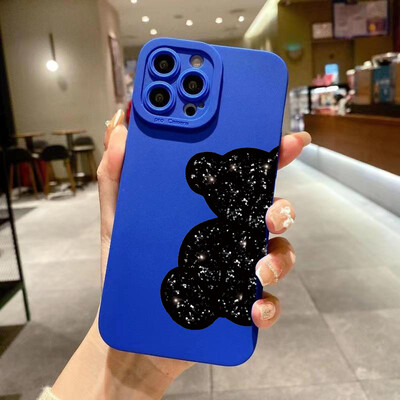 Калъф за телефон с рисунка на флорална мечка за iPhone 16 15 14 Pro Max 13 12 11 XS X XR 7 8 Plus SE 2022 SE3 Удароустойчив мек силиконов капак