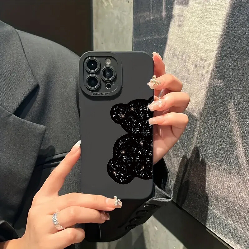 Калъф за телефон с рисунка на флорална мечка за iPhone 16 15 14 Pro Max 13 12 11 XS X XR 7 8 Plus SE 2022 SE3 Удароустойчив мек силиконов капак