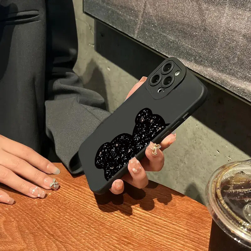 Калъф за телефон с рисунка на флорална мечка за iPhone 16 15 14 Pro Max 13 12 11 XS X XR 7 8 Plus SE 2022 SE3 Удароустойчив мек силиконов капак