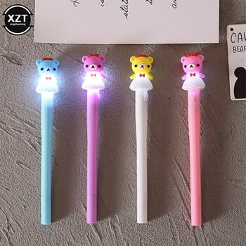 4 ΤΕΜ/Παρτίδα Unicorn Gel στυλό με φως λάμπας Kawaii Cute Bear Gel Ink Στυλό για παιδιά Σχολικά επιστολόχαρτα Είδη γραφείου Δώρα