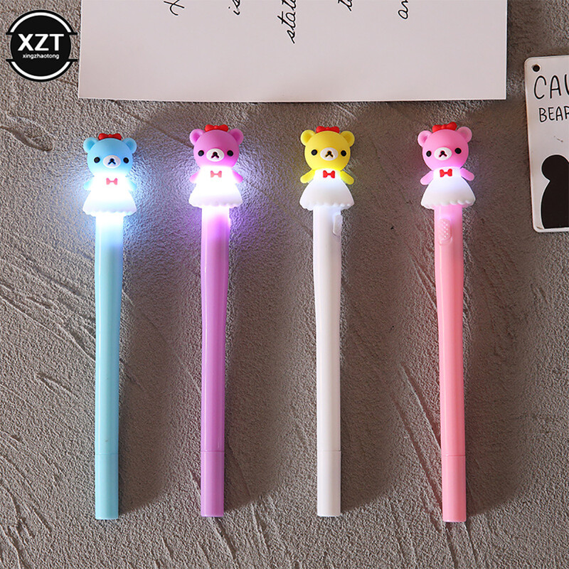 4PCS/lot jednorog gel olovka sa svjetlom lampe Kawaii slatki medo gel olovke za djecu Školski pribor Uredski pribor Darovi