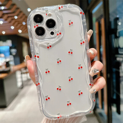 Θήκη τηλεφώνου Gradient Love Heart κυματιστή για IPhone 16 15 Pro Max 14 11 13 12 Mini XR 8 7 Plus X XS SE 2022 16Pro Soft Silicone Cover