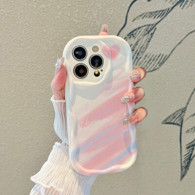 Θήκη τηλεφώνου Gradient Love Heart κυματιστή για IPhone 16 15 Pro Max 14 11 13 12 Mini XR 8 7 Plus X XS SE 2022 16Pro Soft Silicone Cover