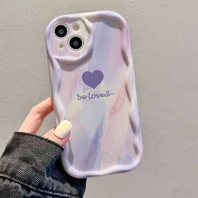 Θήκη τηλεφώνου Gradient Love Heart κυματιστή για IPhone 16 15 Pro Max 14 11 13 12 Mini XR 8 7 Plus X XS SE 2022 16Pro Soft Silicone Cover