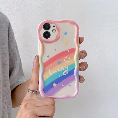 Θήκη τηλεφώνου Gradient Love Heart κυματιστή για IPhone 16 15 Pro Max 14 11 13 12 Mini XR 8 7 Plus X XS SE 2022 16Pro Soft Silicone Cover