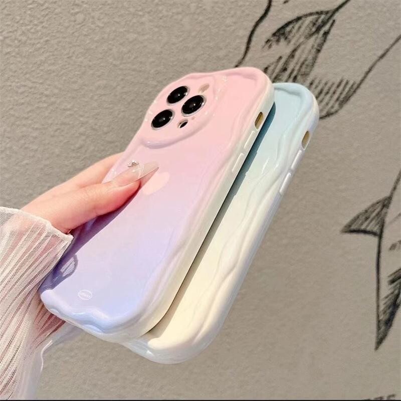 Gradient Love Heart Wavy Phone Case za IPhone 16 15 Pro Max 14 11 13 12 Mini XR 8 7 Plus X XS SE 2022 16Pro Mekana silikonska maska