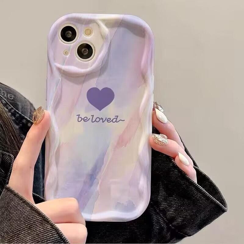 Gradient Love Heart Wavy Phone Case za IPhone 16 15 Pro Max 14 11 13 12 Mini XR 8 7 Plus X XS SE 2022 16Pro Mekana silikonska maska