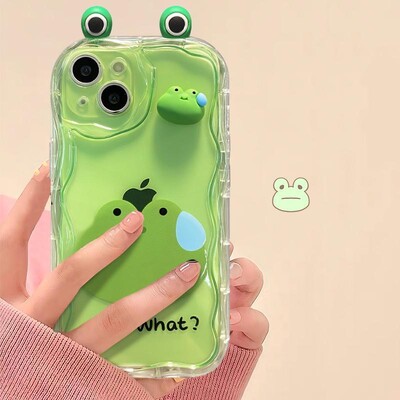 Telefono dėklas, skirtas iPhone 16 15 Pro Max 14 11 13 12 Mini XR 8 7 Plus X XS SE 2020 2022 Mielas 3D Meškiukas Triušis Bjaurios Varlės Akys Galinis dangtelis