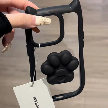 INS Cute 3D Ear Claw Grip Tok Θήκη τηλεφώνου για iPhone 15 14 13 12 11 Διαφανές ακρυλικό κάλυμμα Pro Max Plus XR