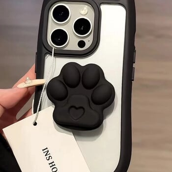 INS Cute 3D Ear Claw Grip Tok Θήκη τηλεφώνου για iPhone 15 14 13 12 11 Διαφανές ακρυλικό κάλυμμα Pro Max Plus XR