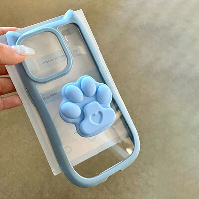 INS Cute 3D Ear Claw Grip Tok Θήκη τηλεφώνου για iPhone 15 14 13 12 11 Διαφανές ακρυλικό κάλυμμα Pro Max Plus XR
