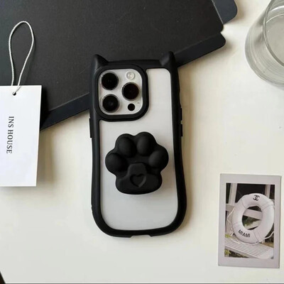 INS Cute 3D Ear Claw Grip Tok Θήκη τηλεφώνου για iPhone 15 14 13 12 11 Διαφανές ακρυλικό κάλυμμα Pro Max Plus XR