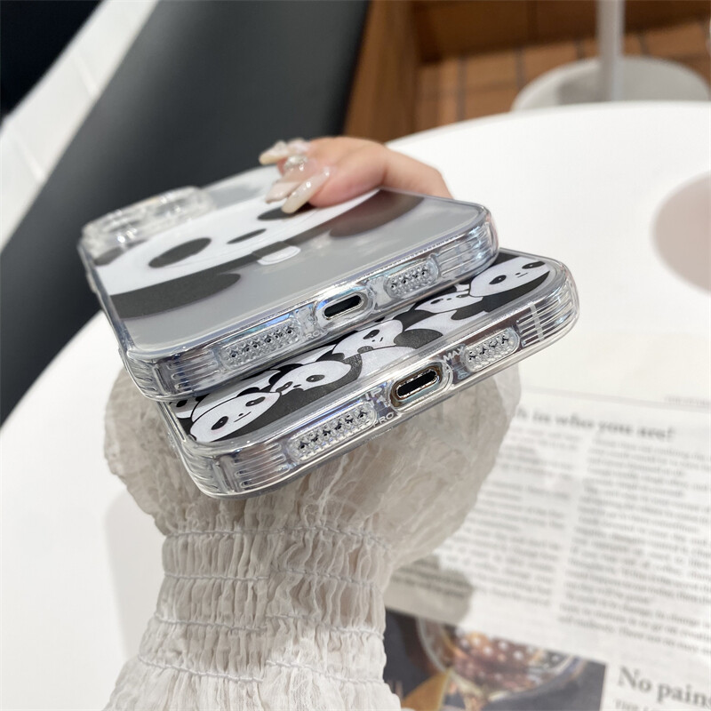 Корейска сладка панда с магнитна стойка Grip Tok Cartoon Panda Magsafe калъф за телефон за iPhone 15 13 12 11 Promax 14 Plus заден капак