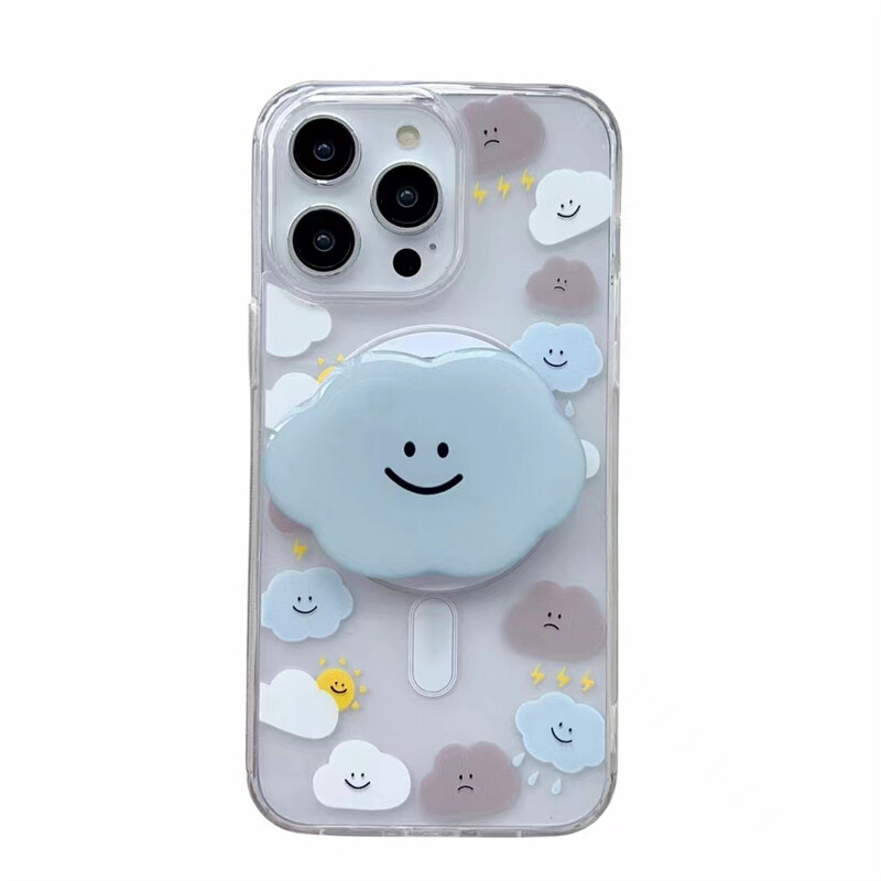 Korėjietiškas mielas magnetinis stovas, rankena Tok Cartoon Cloud Magsafe telefono dėklas, skirtas iPhone 16 15 14 13 12 11 Promax XSMAX 7 minkštas galinis dangtelis