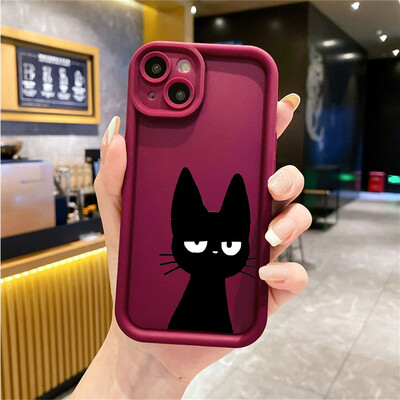 Soft Square Liquid Case za Apple iPhone 13 Mini 8 7 XR 15ProMax 12 Pro SE 11 Pro 14 Plus XS Max Cute Lucky Cat Capa Cover