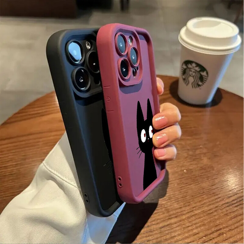 Soft Square Liquid Case za Apple iPhone 13 Mini 8 7 XR 15ProMax 12 Pro SE 11 Pro 14 Plus XS Max Cute Lucky Cat Capa Cover 
