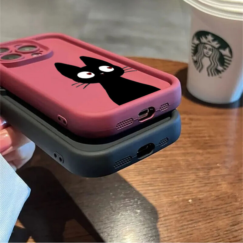 Soft Square Liquid Case za Apple iPhone 13 Mini 8 7 XR 15ProMax 12 Pro SE 11 Pro 14 Plus XS Max Cute Lucky Cat Capa Cover 