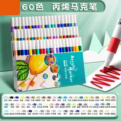 12-60 színű akril markerek tollkészlet festék art jelölő puha hegyű toll gyerekeknek kőfesték kerámia üveg faszövet festés