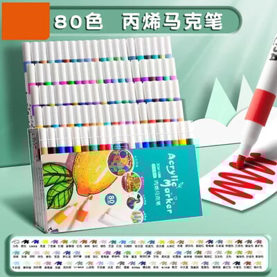 12-60 színű akril markerek tollkészlet festék art jelölő puha hegyű toll gyerekeknek kőfesték kerámia üveg faszövet festés