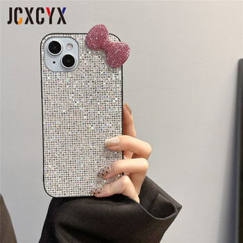 Πολυτελής 3D Glitter Diamond Bow Bling θήκη τηλεφώνου για iPhone 15 13 14 12 11 Pro Max 14 15 Plus X XS XR XS Max Αντικραδασμικό πίσω κάλυμμα