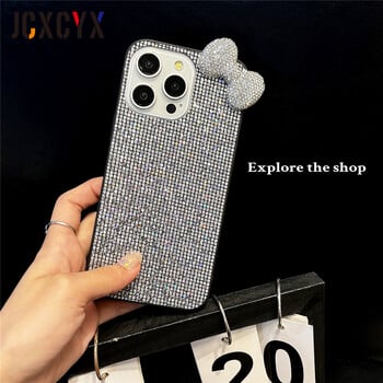 Πολυτελής 3D Glitter Diamond Bow Bling θήκη τηλεφώνου για iPhone 15 13 14 12 11 Pro Max 14 15 Plus X XS XR XS Max Αντικραδασμικό πίσω κάλυμμα