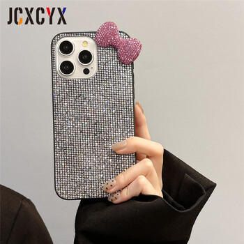 Πολυτελής 3D Glitter Diamond Bow Bling θήκη τηλεφώνου για iPhone 15 13 14 12 11 Pro Max 14 15 Plus X XS XR XS Max Αντικραδασμικό πίσω κάλυμμα